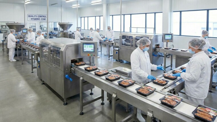 Linea di confezionamento di alimenti RTE nell'industria alimentare