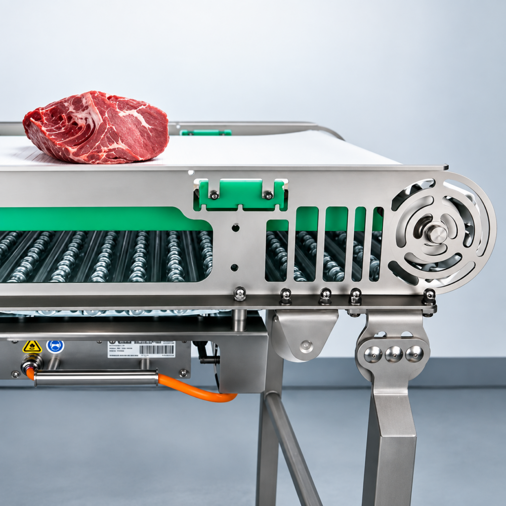 Nastro trasportatore per alimenti in una linea di produzione alimentare